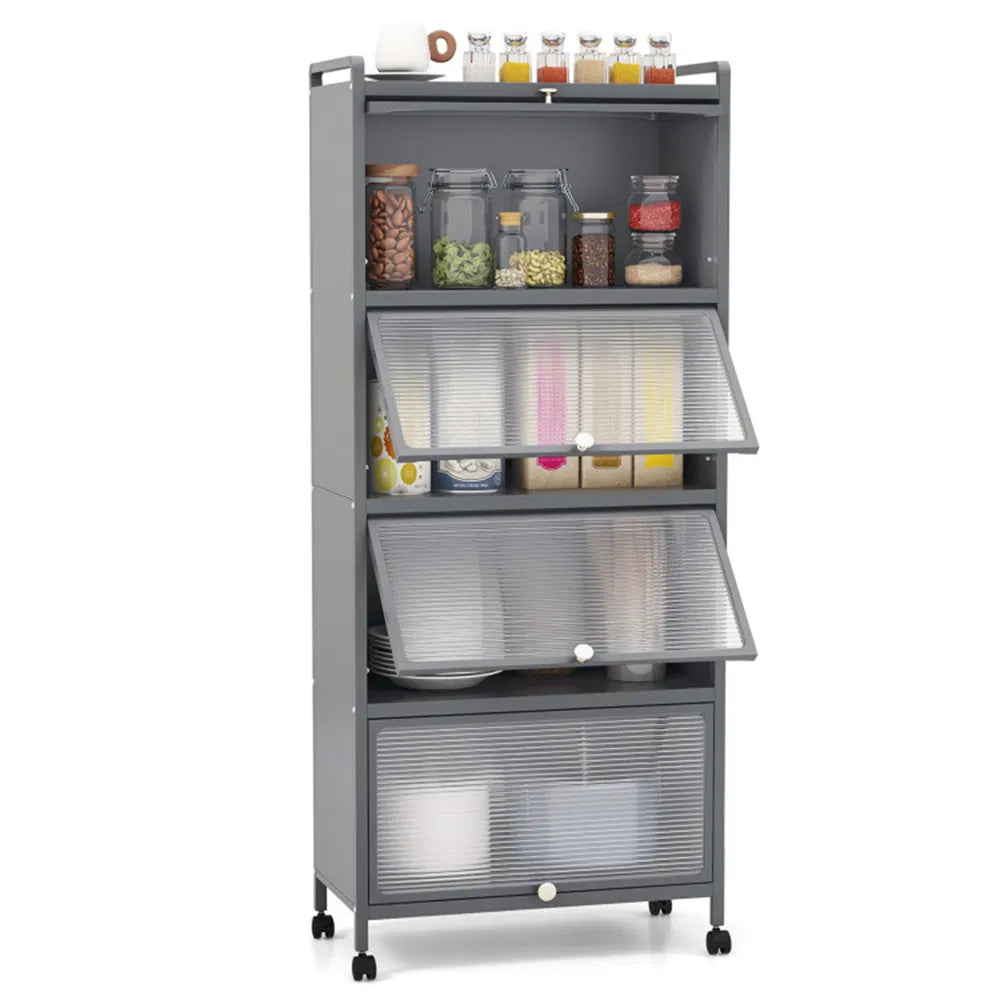 5-Tier Rolling Storage Rack with Dust-Proof Doors – view 2