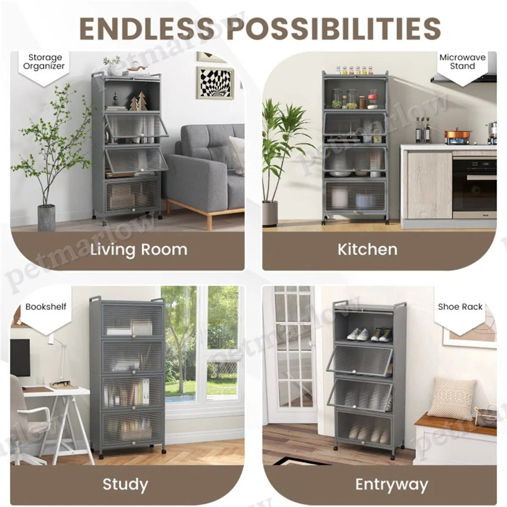 5-Tier Rolling Storage Rack with Dust-Proof Doors – view 5