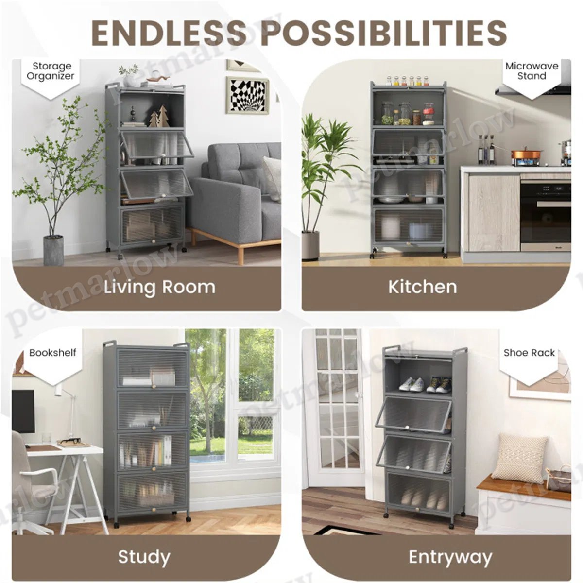 5-Tier Rolling Storage Rack with Dust-Proof Doors – view 5