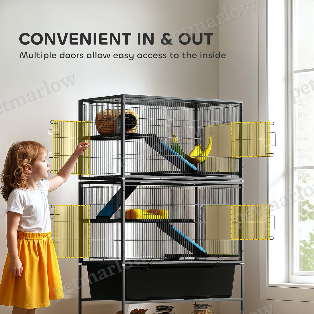 5-Tier Small Animal Cage with Rolling Tray and Hammock – view 3