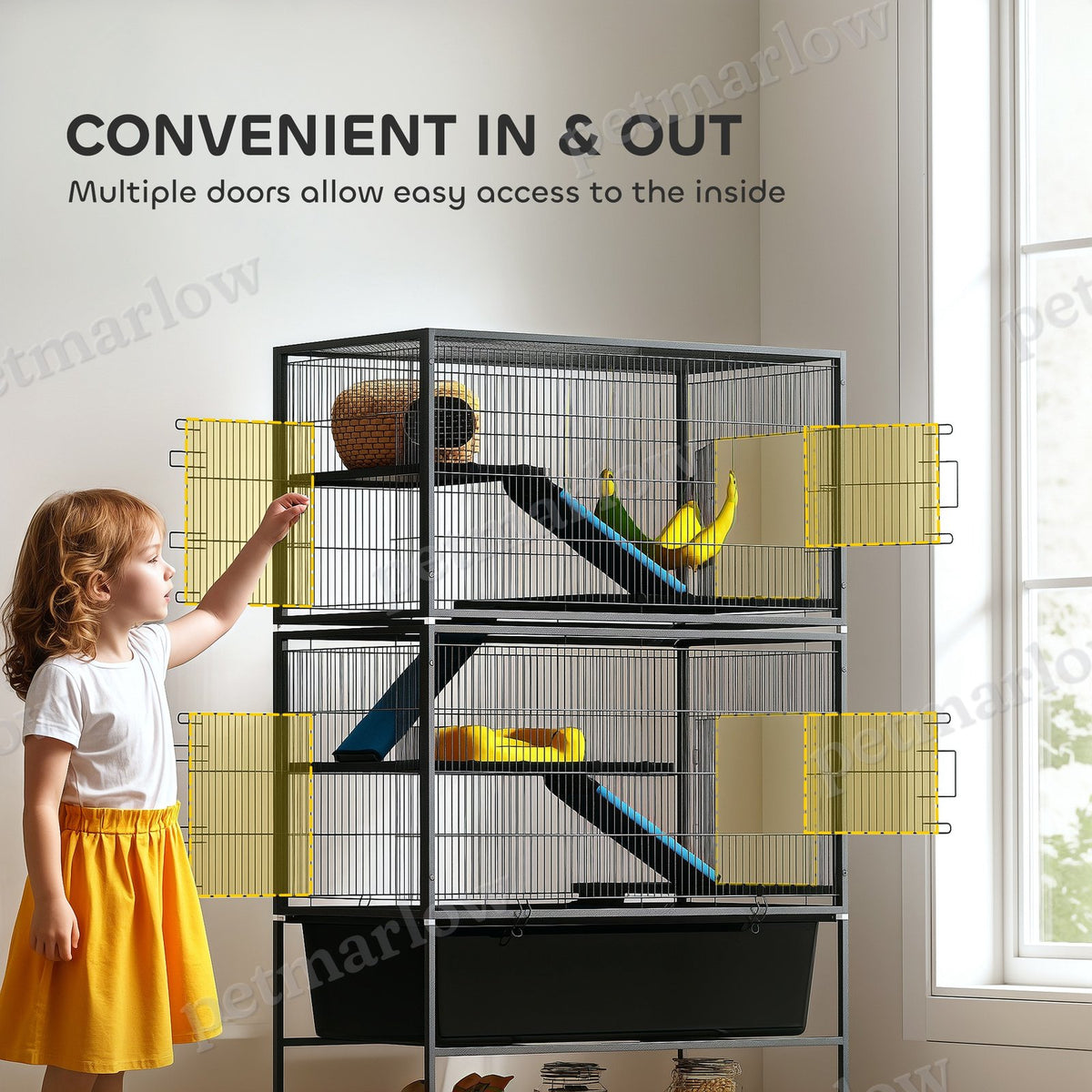 5-Tier Small Animal Cage with Rolling Tray and Hammock – view 3