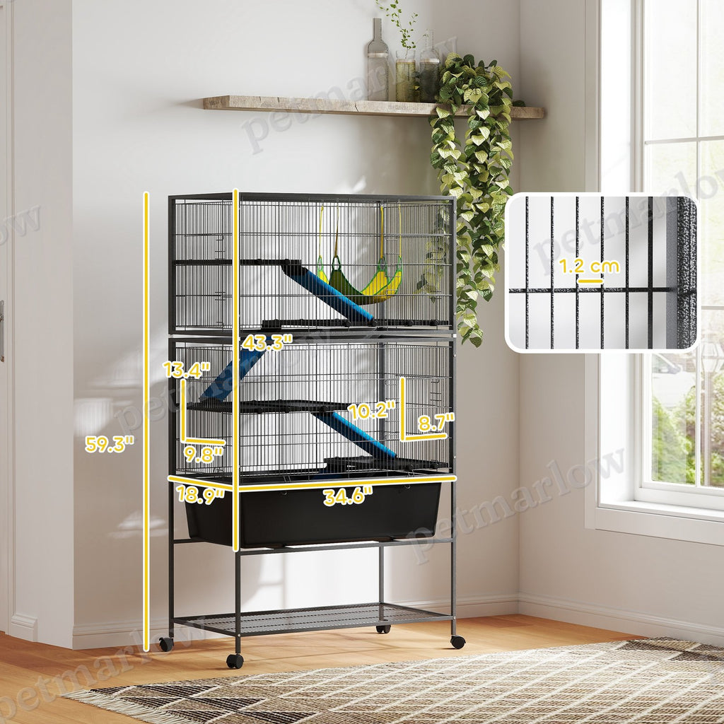 5-Tier Small Animal Cage with Rolling Tray and Hammock – view 4