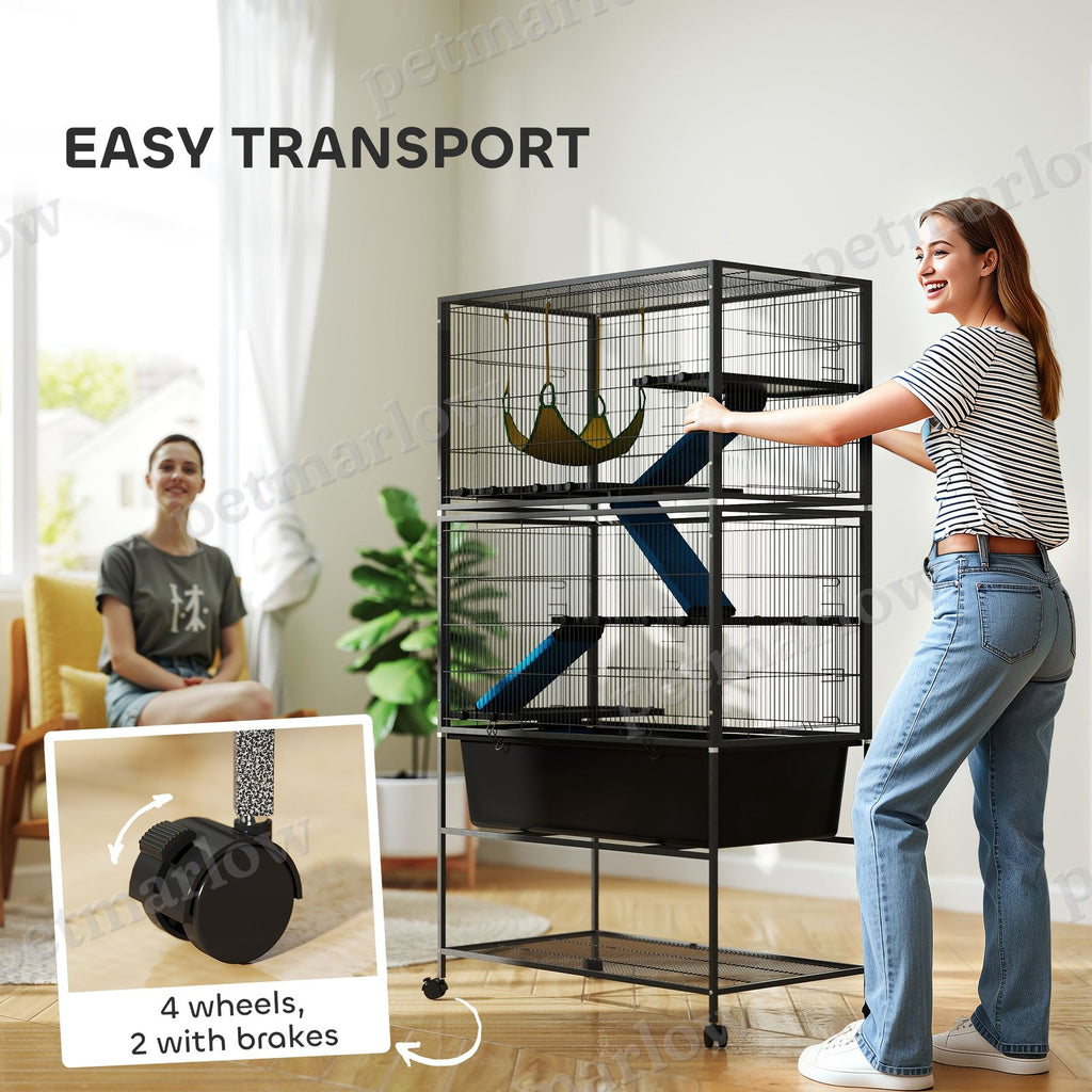 5-Tier Small Animal Cage with Rolling Tray and Hammock – view 6