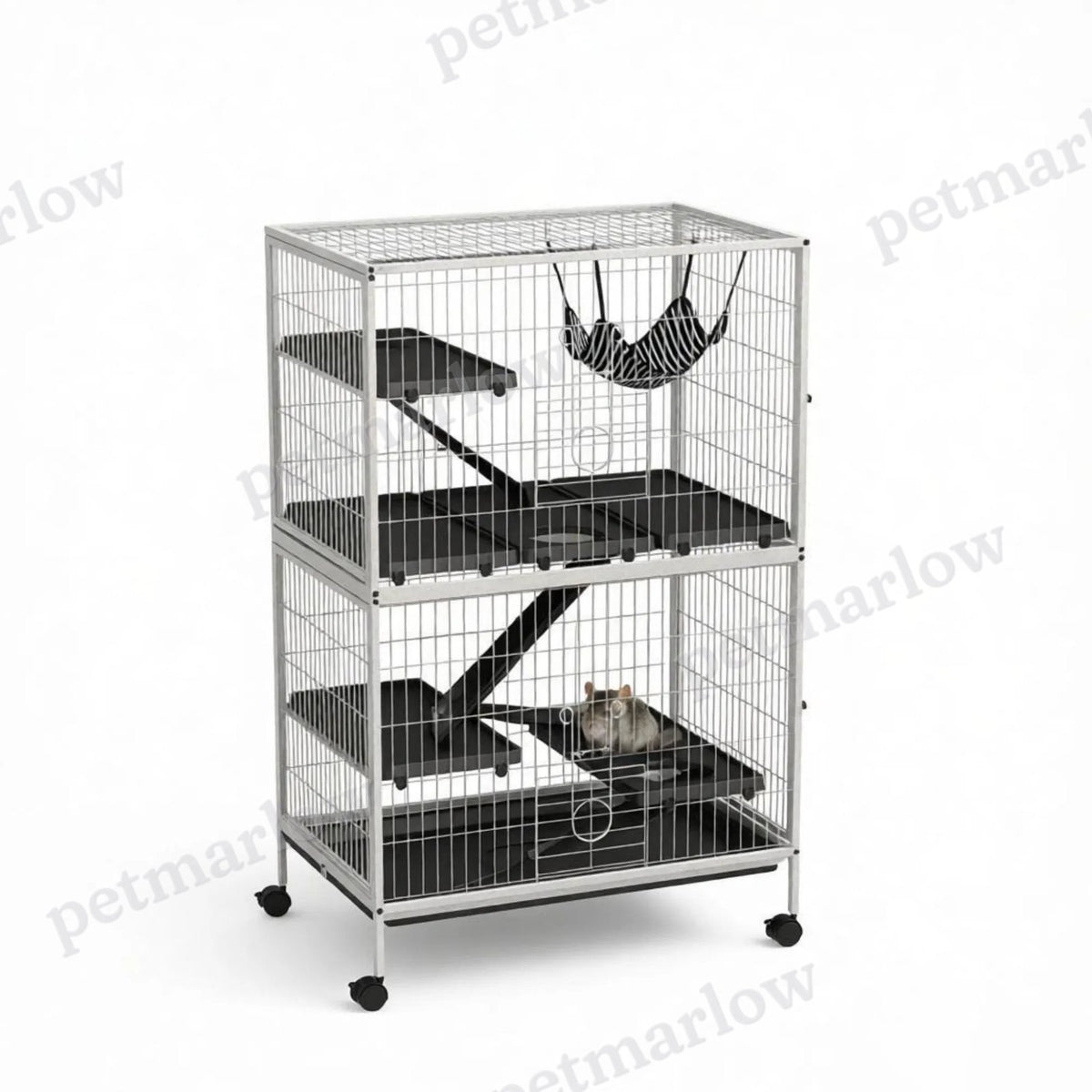 50 Inch Tall Rolling Ferret and Chinchilla Cage with Hammock – view 3