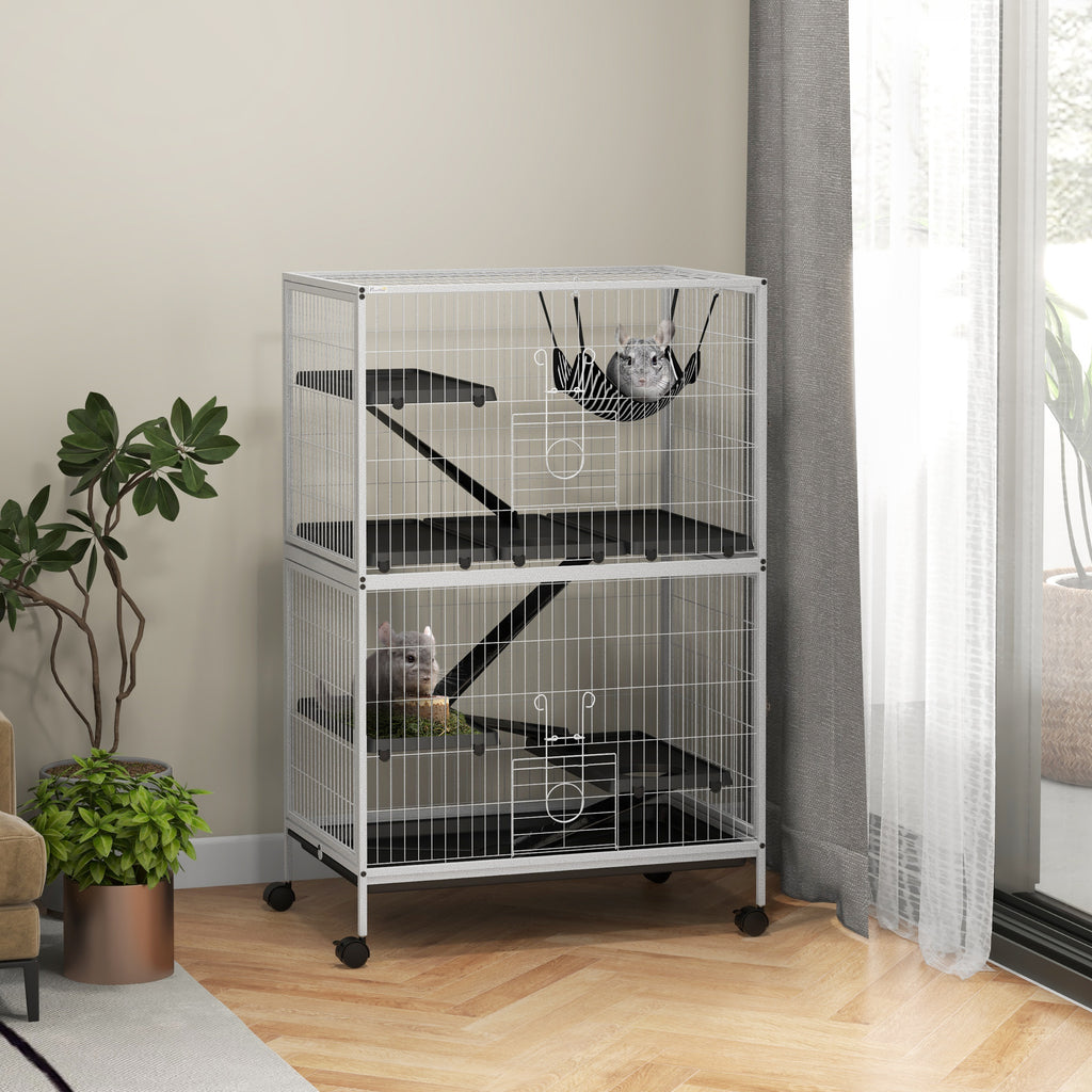 50" Rolling Small Animal Cage with Hammock and 4 Doors