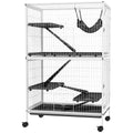50" Rolling Small Animal Cage with Hammock and 4 Doors – White / 830x205x610 mm