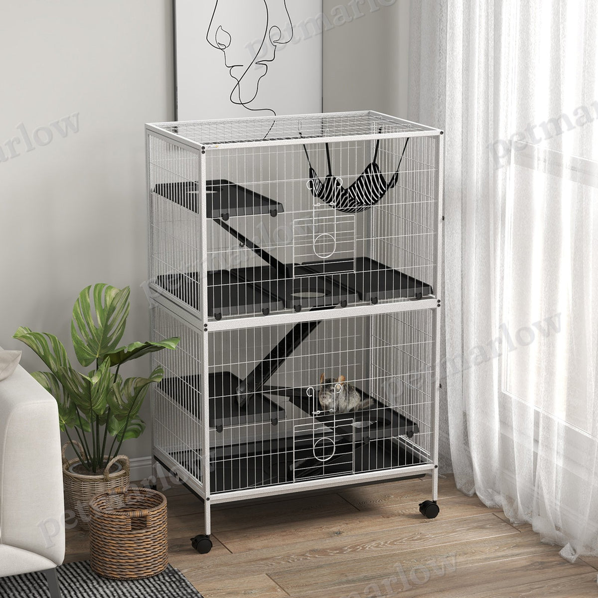 50" Rolling Small Animal Cage with Hammock and 4 Doors – view 5