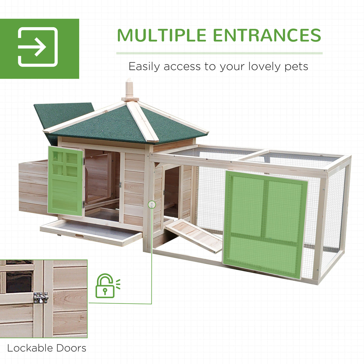Wooden Chicken Coop with Nesting Box and Removable Tray – view 8
