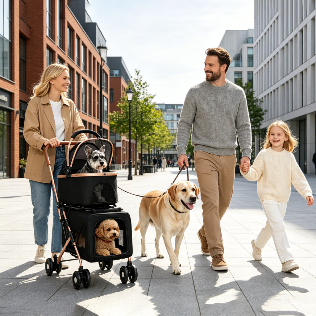 Double Pet Stroller for Dogs and Cats with Convertible Carrier – view 12