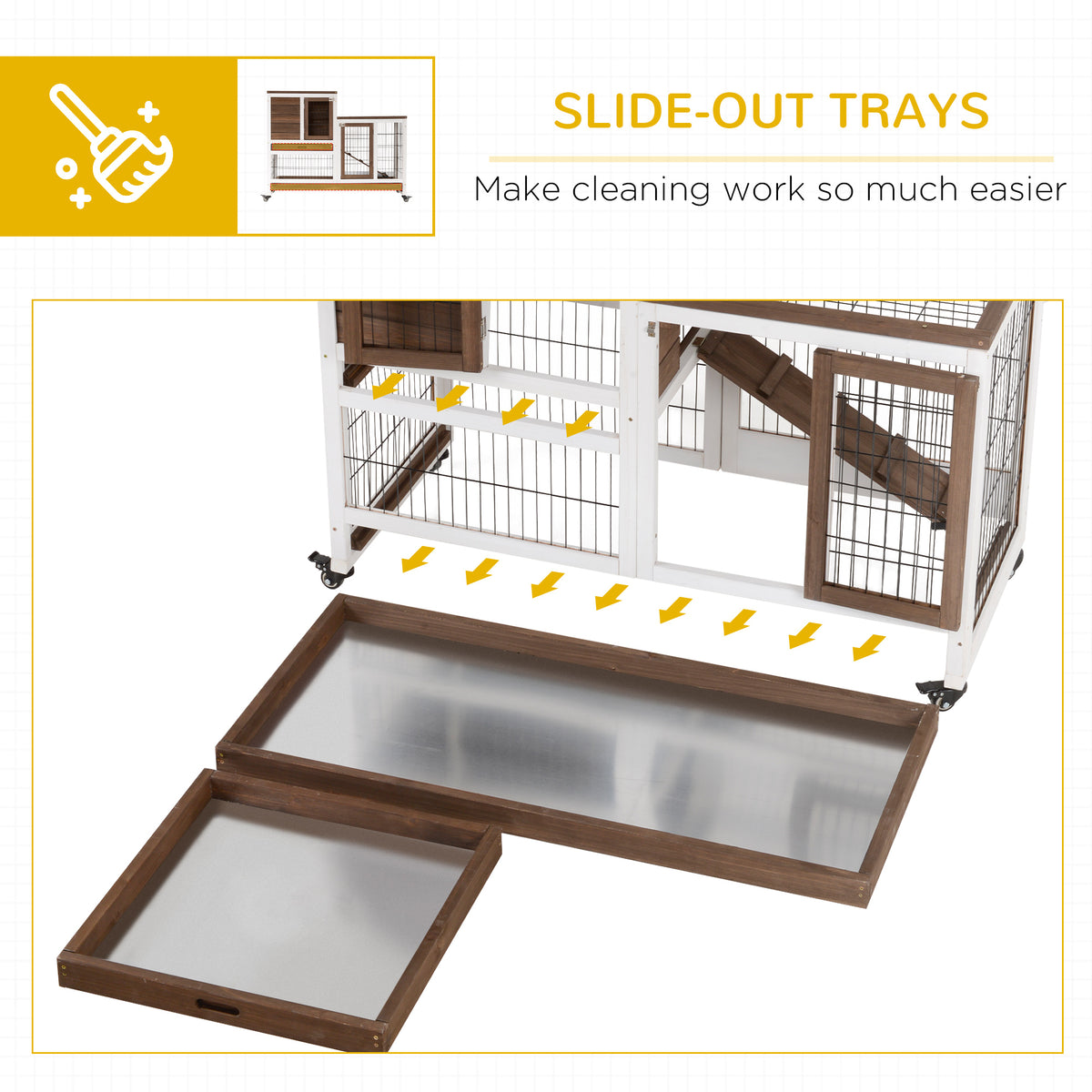 Wooden Rabbit Hutch with Enclosed Run and Wheels – view 9