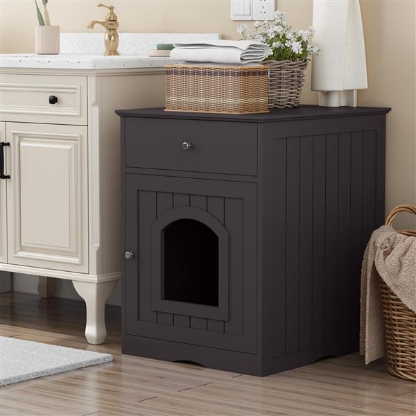 Cat Litter Box Enclosure with Drawer and Side Table – view 10