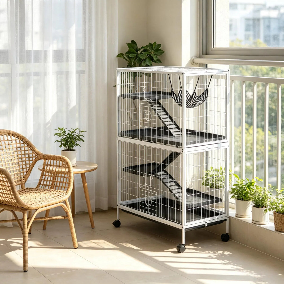 50 Inch Tall Rolling Ferret and Chinchilla Cage with Hammock – view 9
