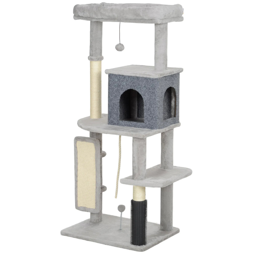 52 Inch Cat Tree with Scratching Posts and Cozy Bed
