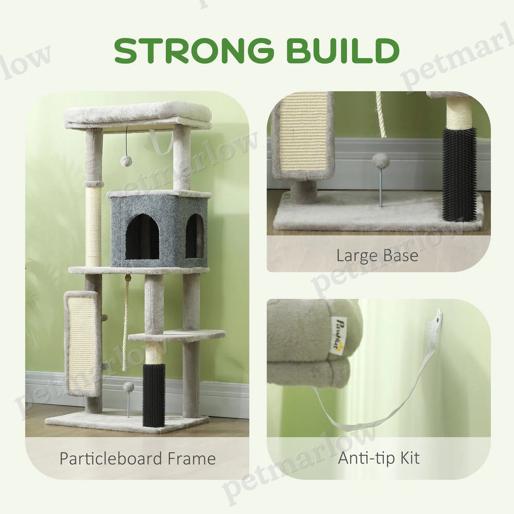 52 Inch Cat Tree with Scratching Posts and Cozy Bed – view 3
