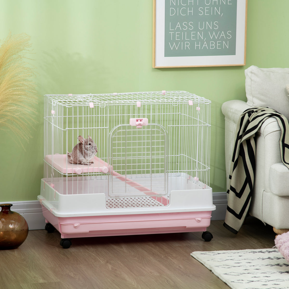2-Level Small Animal Cage with Wheels for Rabbits and Ferrets – view 9