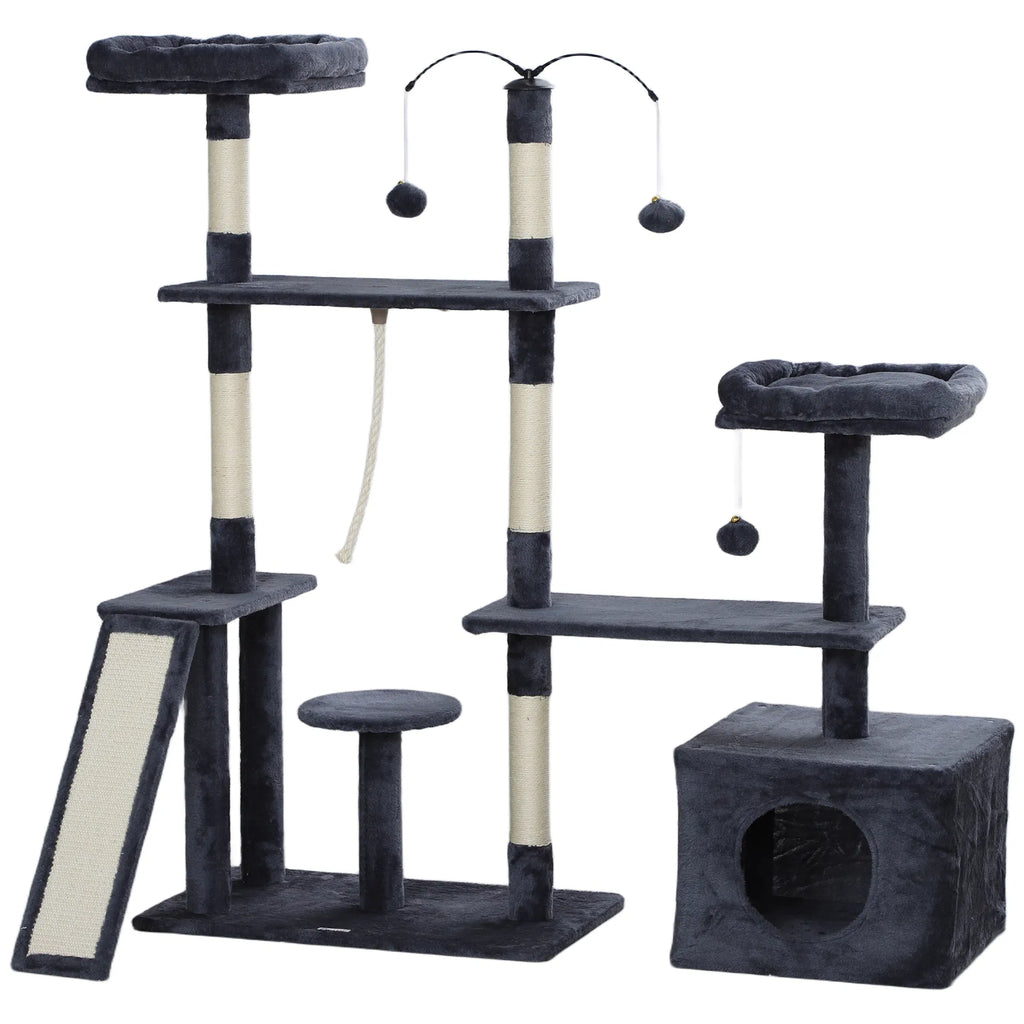 53" Cat Tree with Scratching Posts and Beds