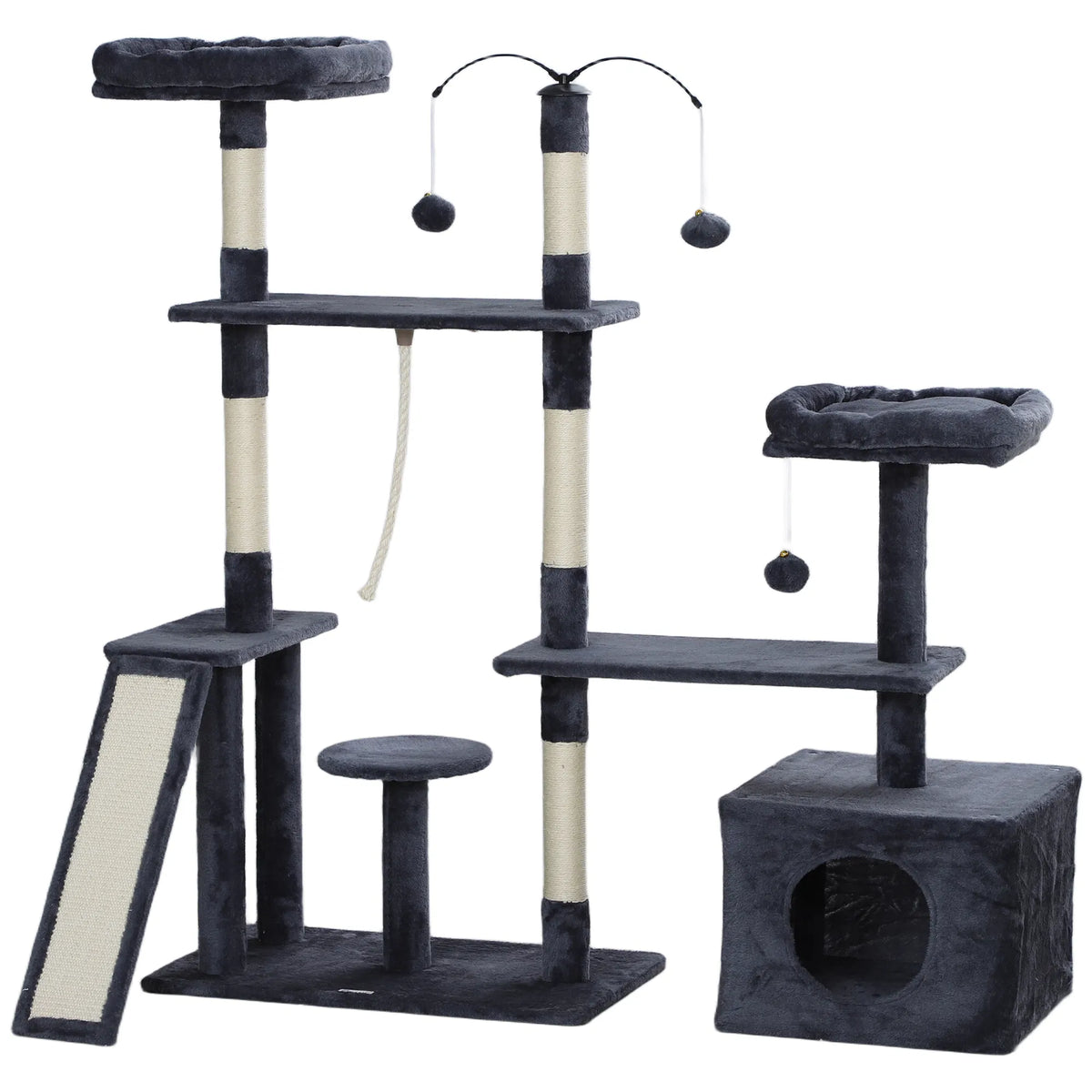 53" Cat Tree with Scratching Posts and Beds