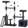 53" Cat Tree with Scratching Posts and Beds – Dark Grey