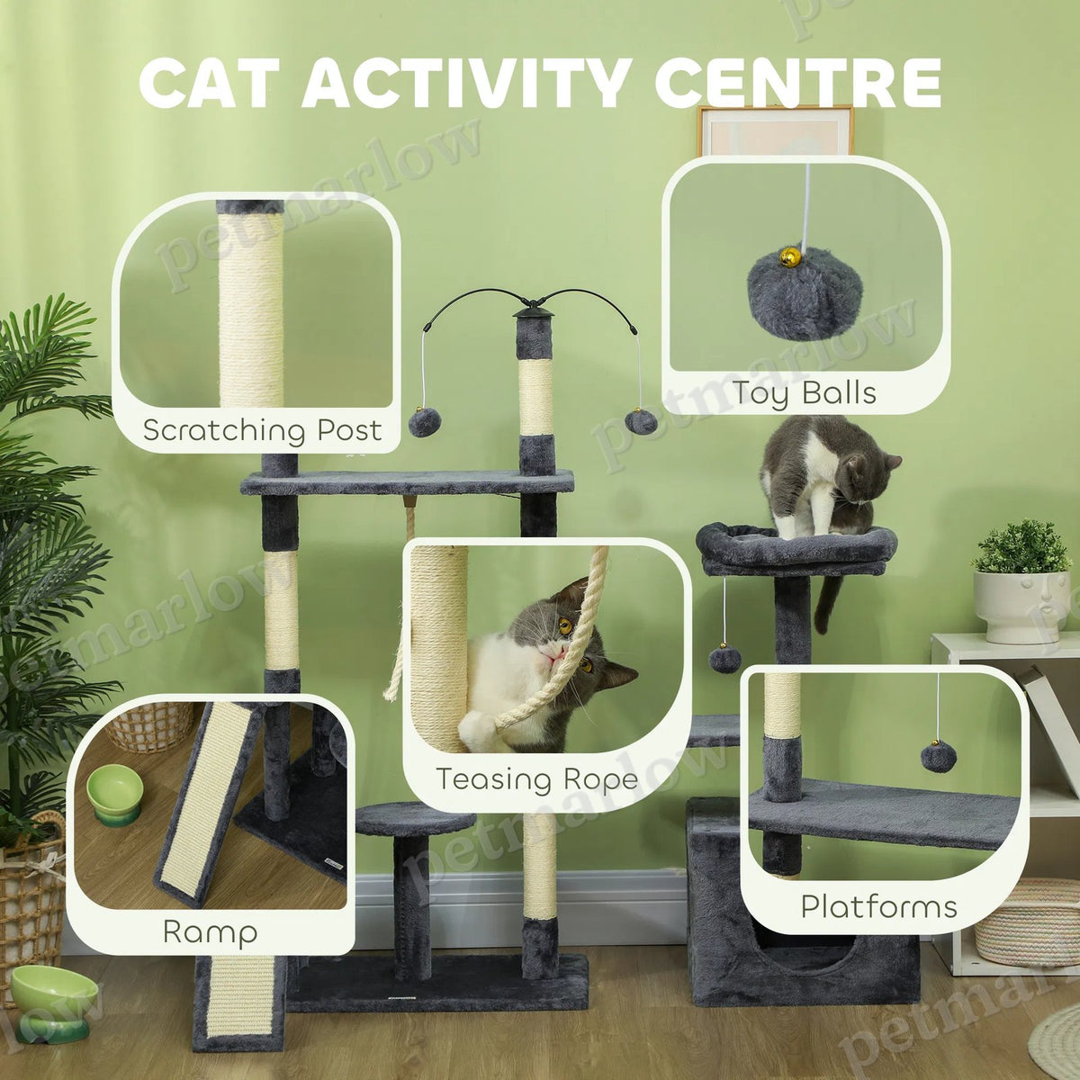 53" Cat Tree with Scratching Posts and Beds – view 4
