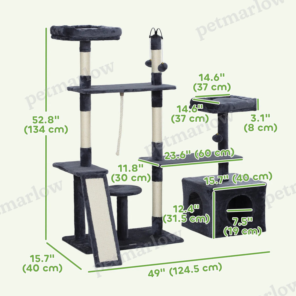 53" Cat Tree with Scratching Posts and Beds – view 5