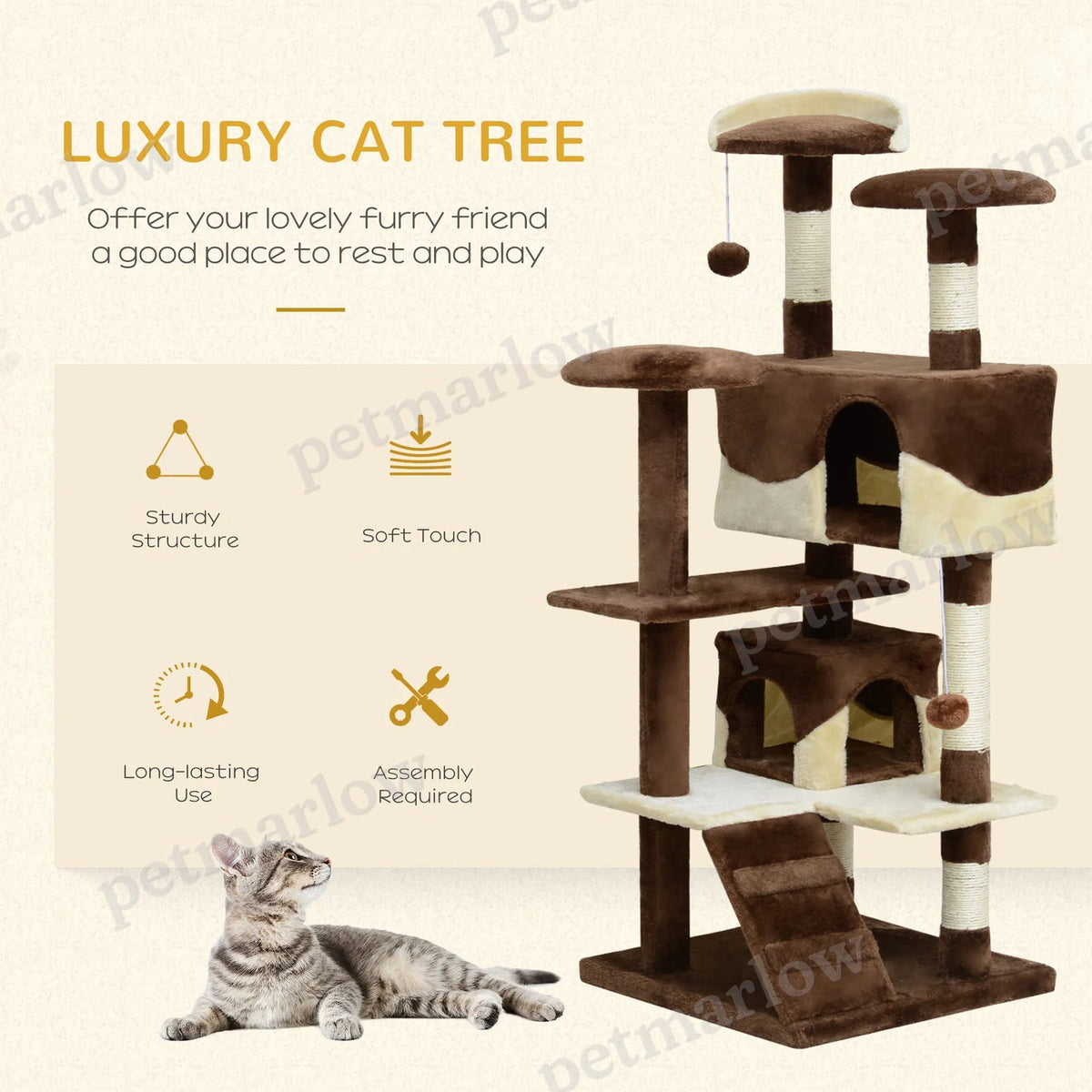 53" Cat Tree Scratching Large Kitten Play House – view 5