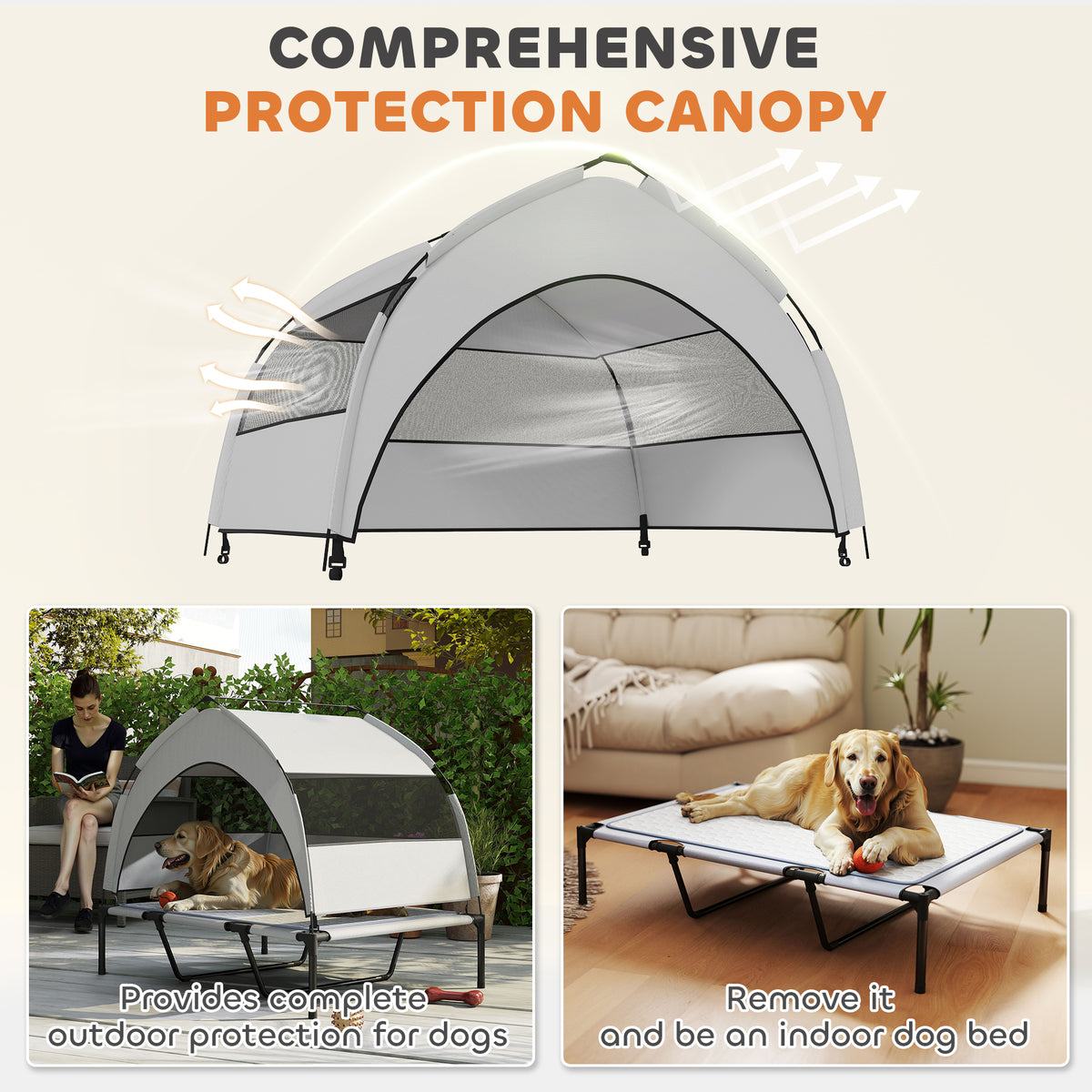 Elevated Dog Bed with Canopy for Outdoor Comfort – view 9
