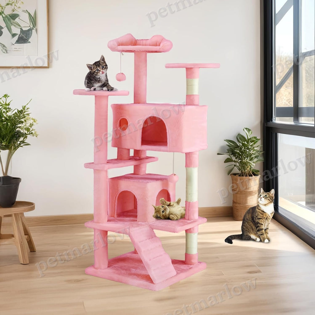 54" Cat Tree Tower with Sisal Grab Post and Toys – view 6