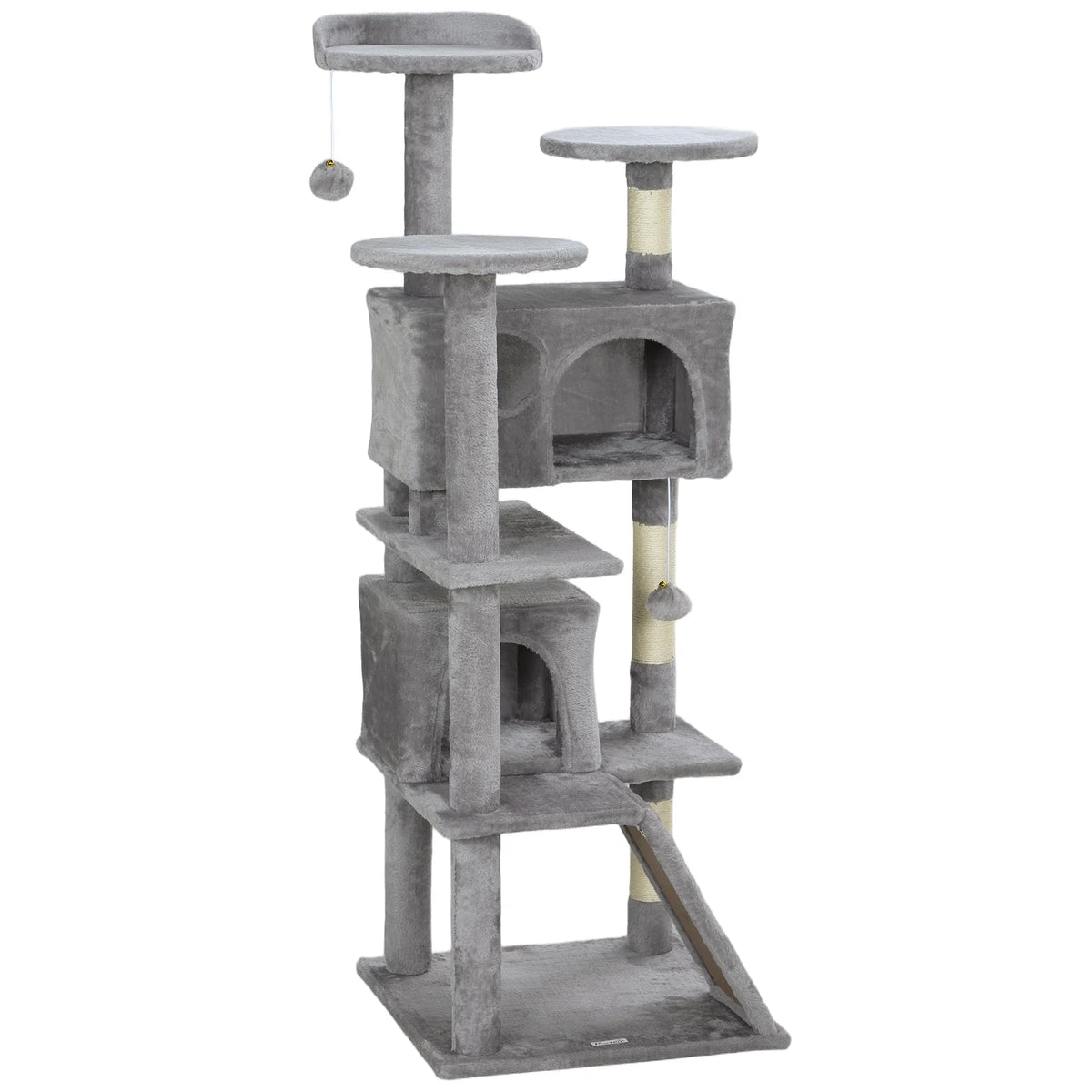 54" Multi-Level Cat Tree with Scratching Posts and Condos