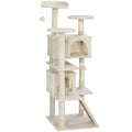 54" Multi-Level Cat Tree with Scratching Posts and Condos – Beige