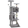 54" Multi-Level Cat Tree with Scratching Posts and Condos – Light Grey