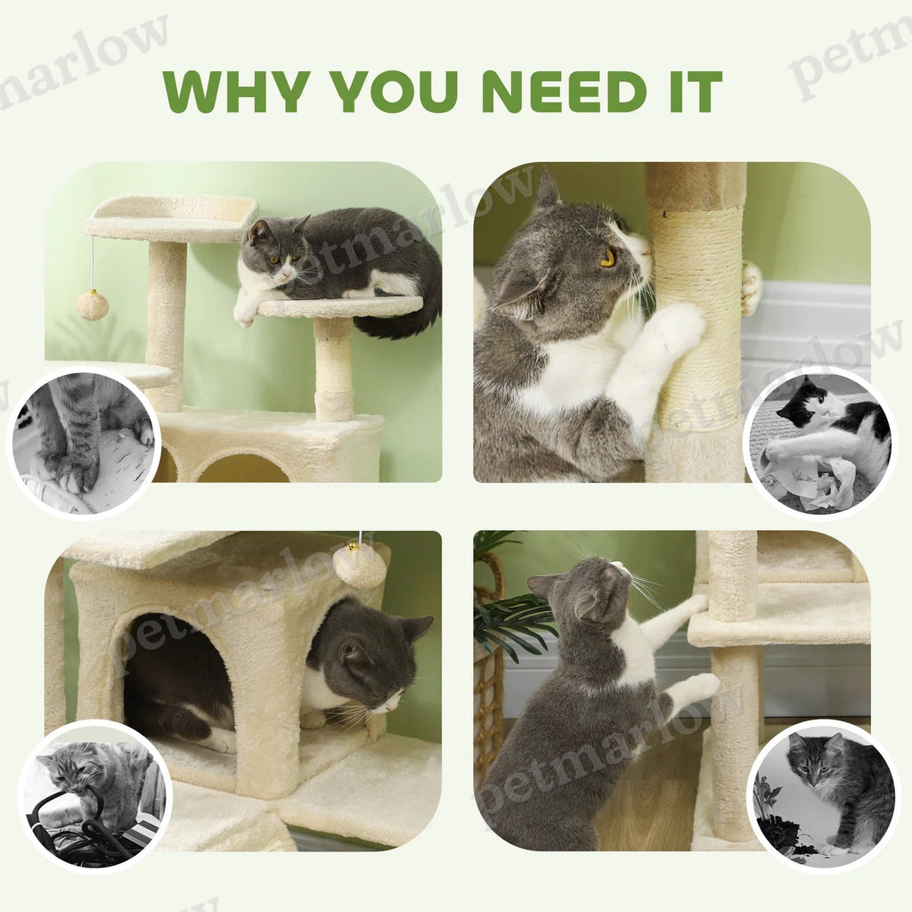 54" Multi-Level Cat Tree with Scratching Posts and Condos – view 3