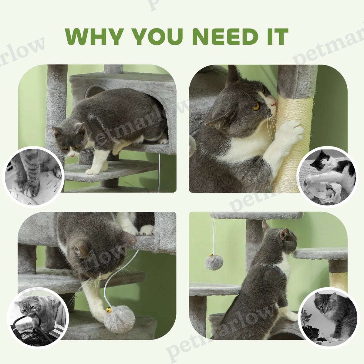 54" Multi-Level Cat Tree with Scratching Posts and Condos – view 3