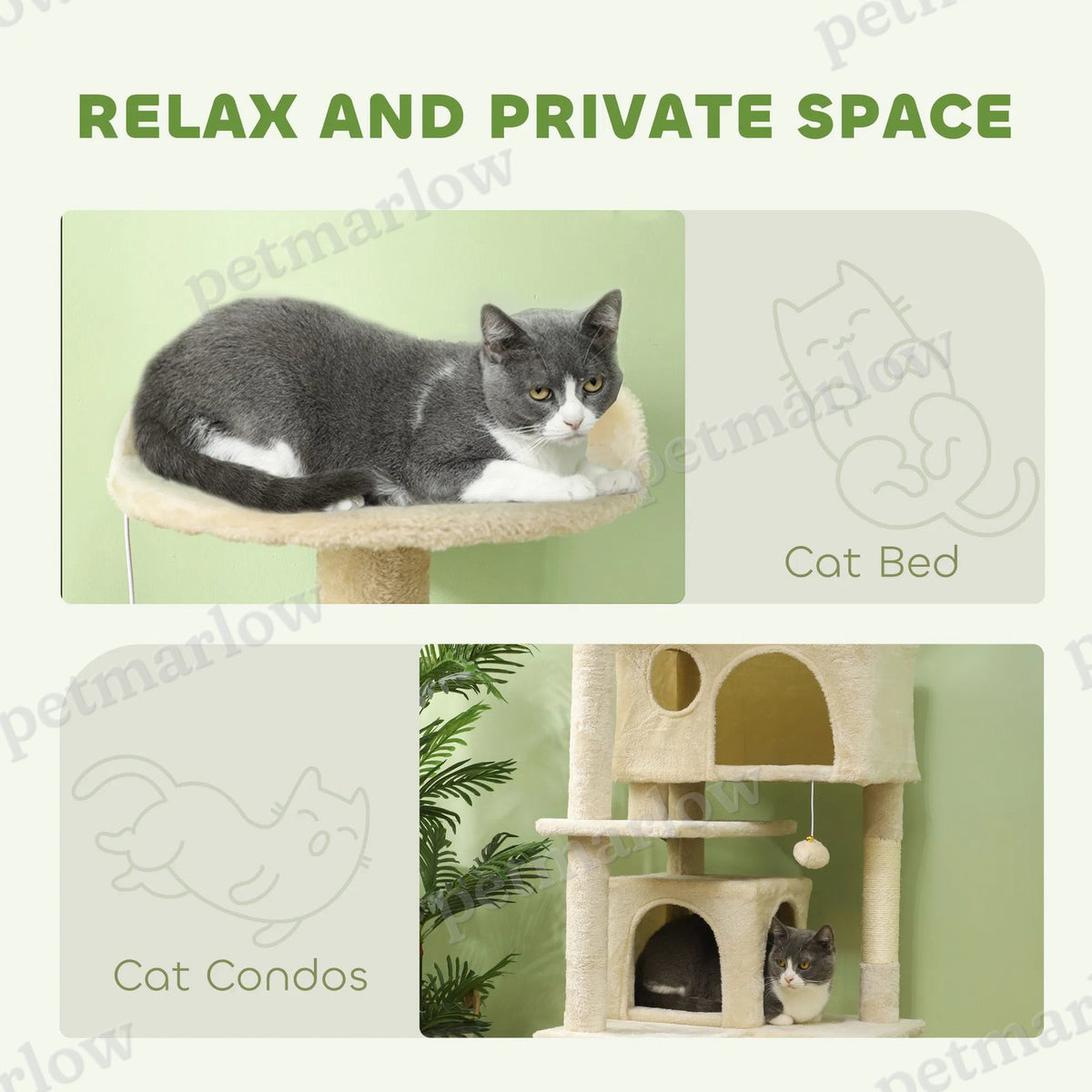 54" Multi-Level Cat Tree with Scratching Posts and Condos – view 4