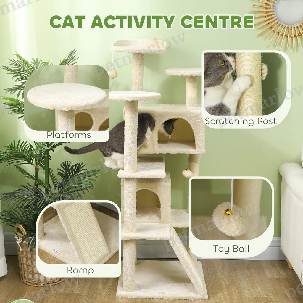 54" Multi-Level Cat Tree with Scratching Posts and Condos – view 6