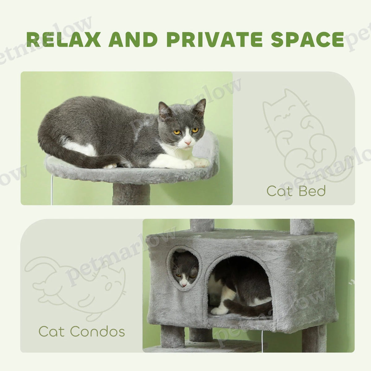 54" Multi-Level Cat Tree with Scratching Posts and Condos – view 6