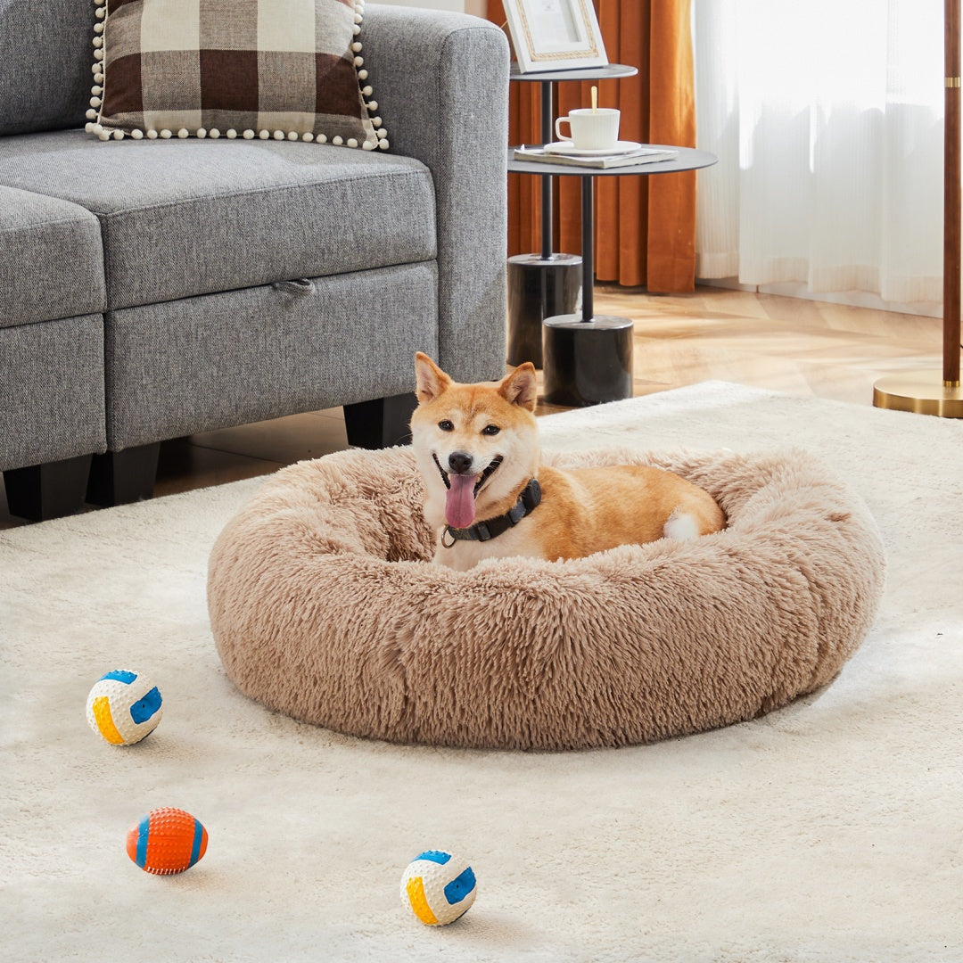 Round Faux Fur Donut Pet Bed