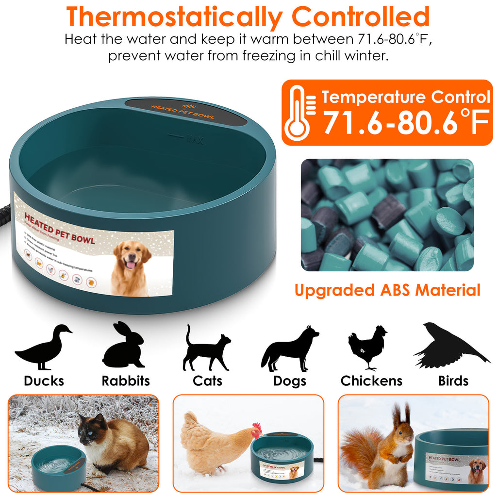 Heated Water Bowl for Dogs and Cats - 74.4oz Capacity – view 11