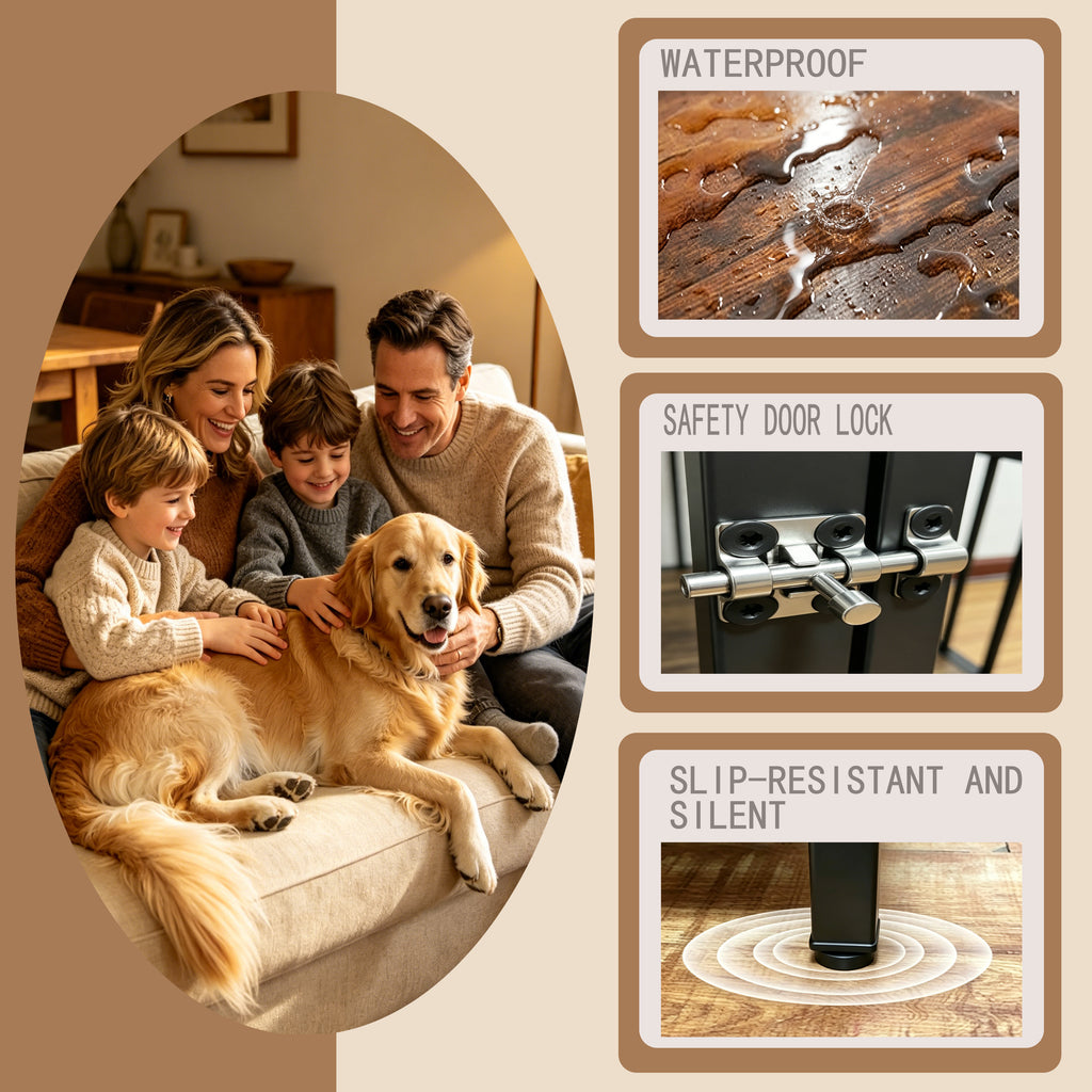 Vintage Wood Grain Dog Cage with Rotating Bowl – view 7