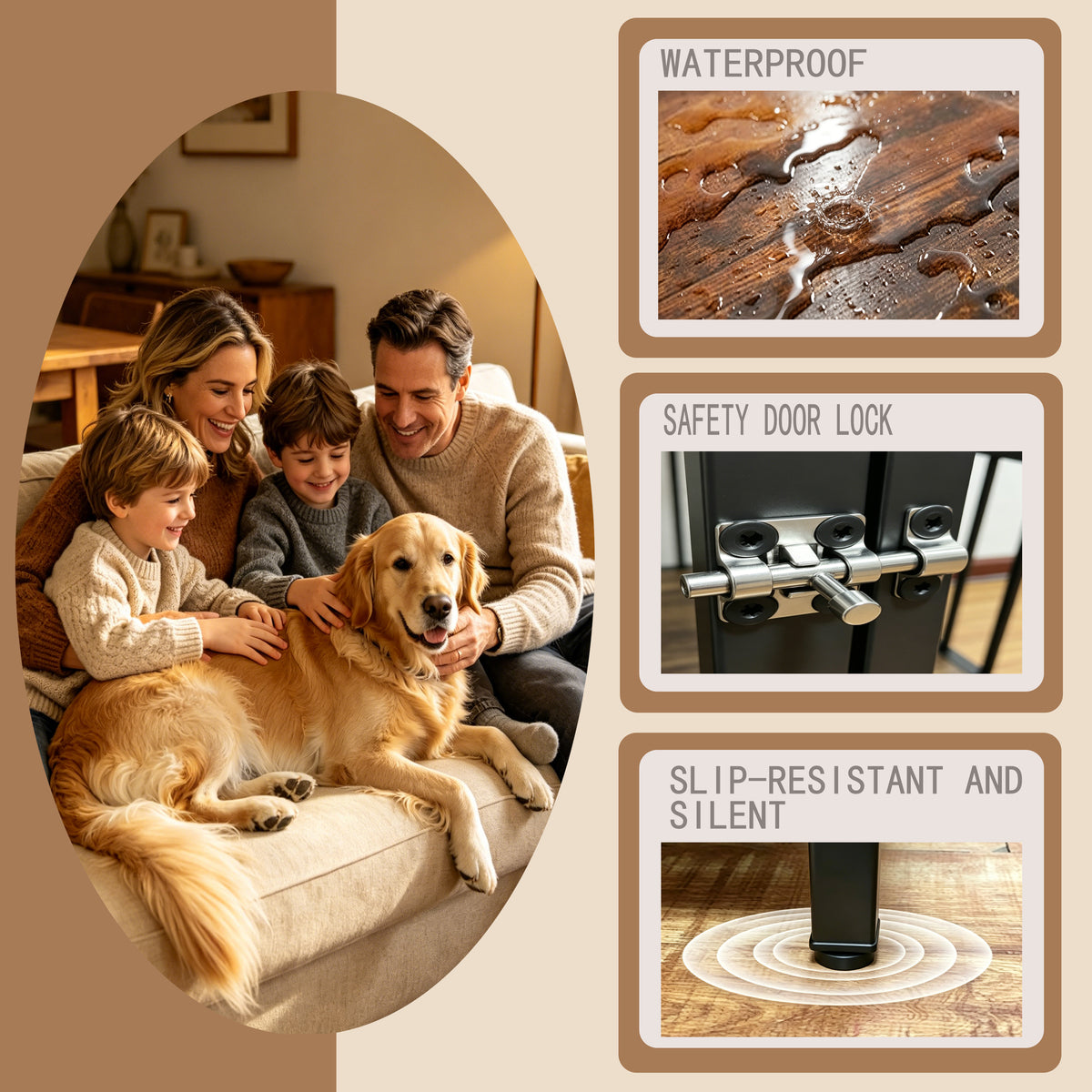 Vintage Wood Grain Dog Cage with Rotating Bowl – view 7