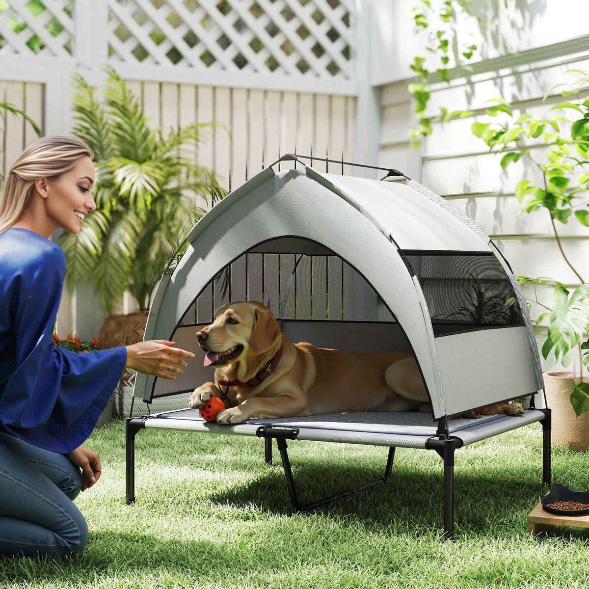 Elevated Dog Bed with Removable Canopy for Outdoor Comfort – view 7