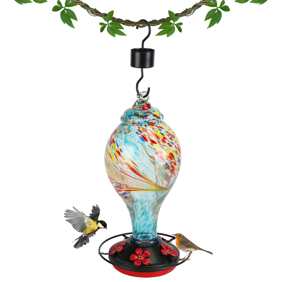 Glass Hummingbird Feeder With 5 Feeding Ports and 33oz Capacity – view 14