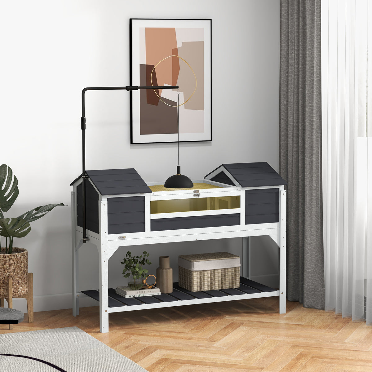 Tortoise House with Adjustable Lamp Holder and Storage Shelf – view 8
