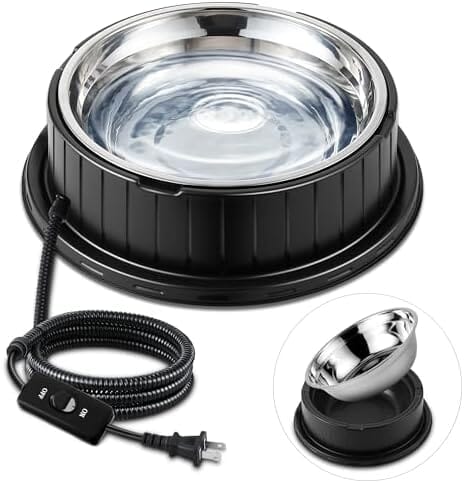 55W 80oz Removable Stainless Steel Heated Dog Pet Bowl with Anti Chew Cord