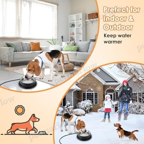 55W 80oz Removable Stainless Steel Heated Dog Pet Bowl with Anti Chew Cord – view 5
