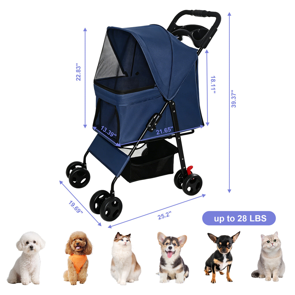 Foldable Pet Stroller for Small Dogs and Cats Under 28 lbs – view 9