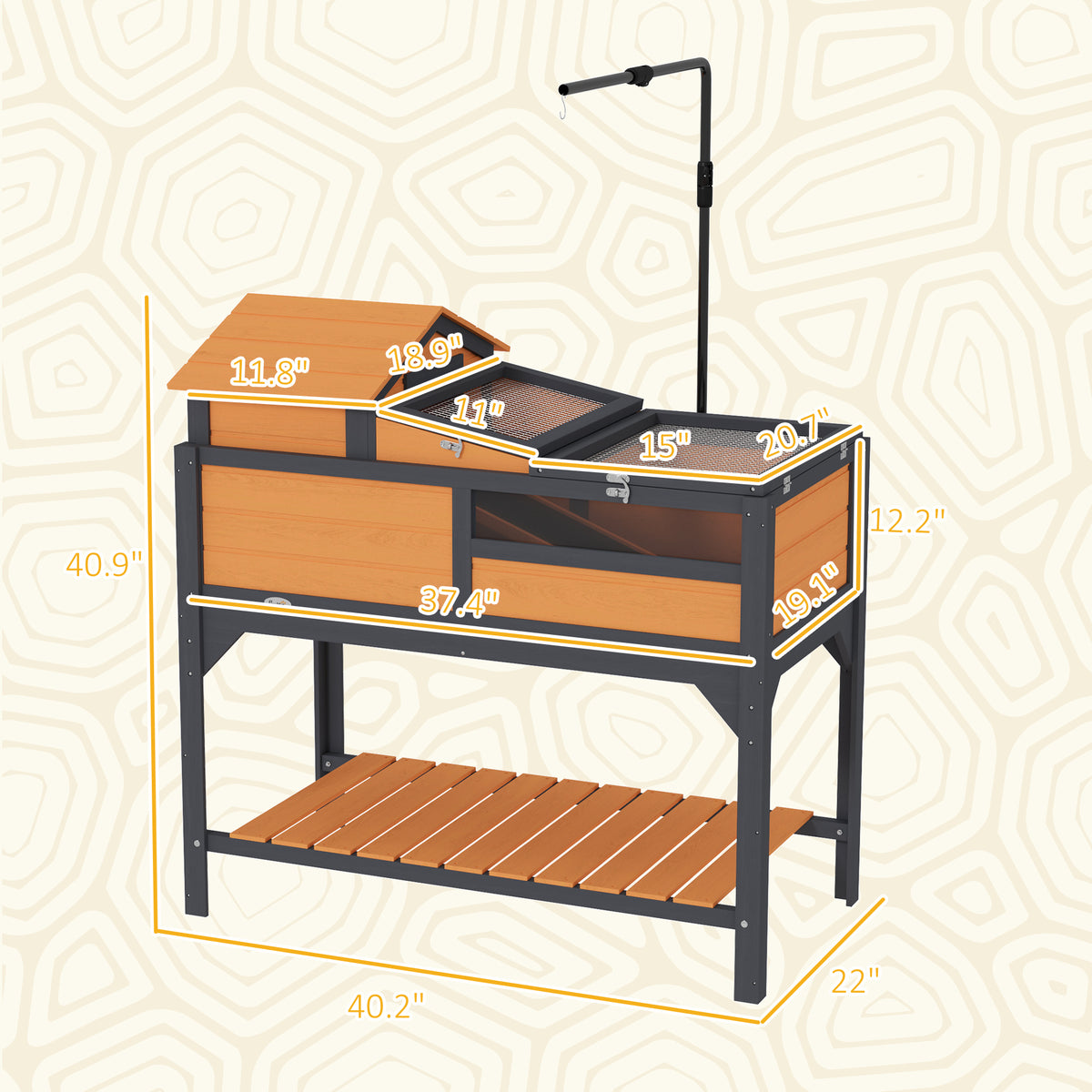 Tortoise Enclosure with Adjustable Lamp Holder and Storage Shelf – view 8