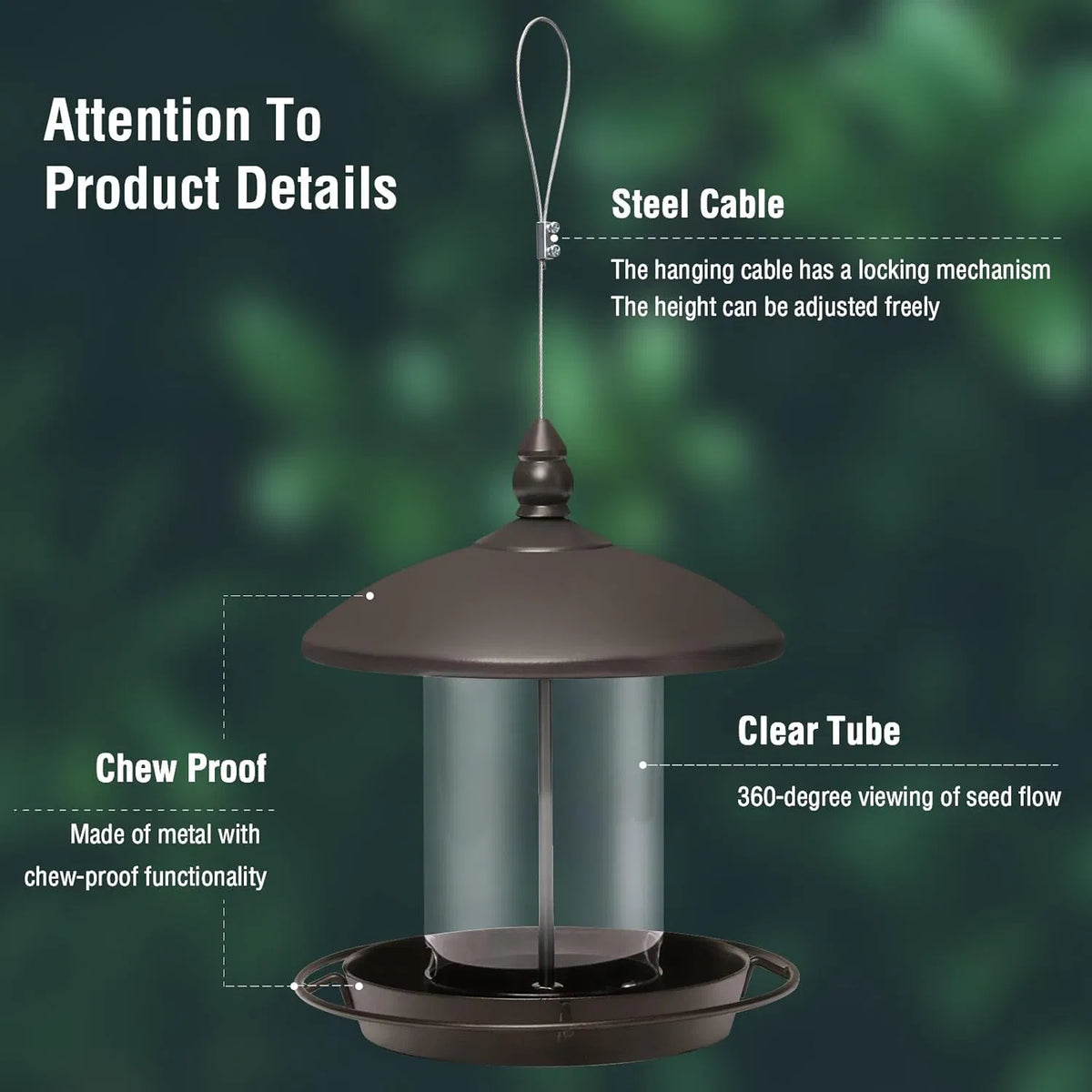 Metal Roof Bird Feeder for Outdoor Wild Birds – view 7