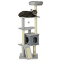 57.5" Cat Tree with Scratching Posts – Light Grey