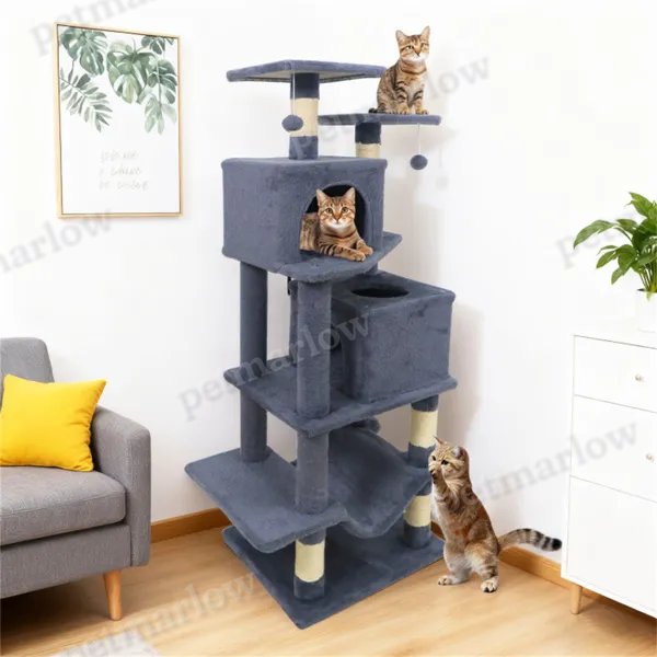 Multi-Level Cat Tree with Condos and Hammock for Play and Rest – view 5