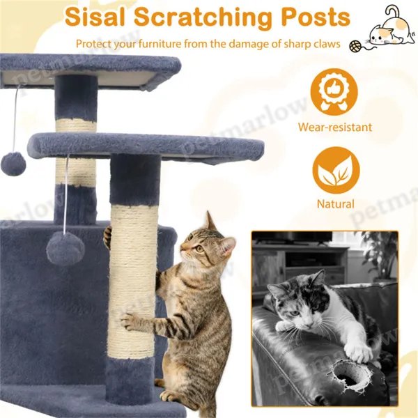 Multi-Level Cat Tree with Condos and Hammock for Play and Rest – view 6